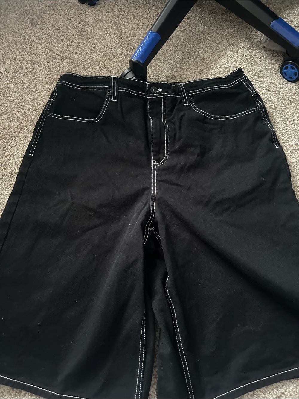 Empyre Black Jean Shorts with White Contrast Stitching